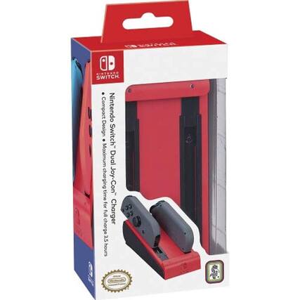 Nintendo Switch
Compact Design
Maximum Dual Joy-Con™ Charger
Charger
Maximum charging time for full charge: 3.5 hours - RP (Rating Pending)