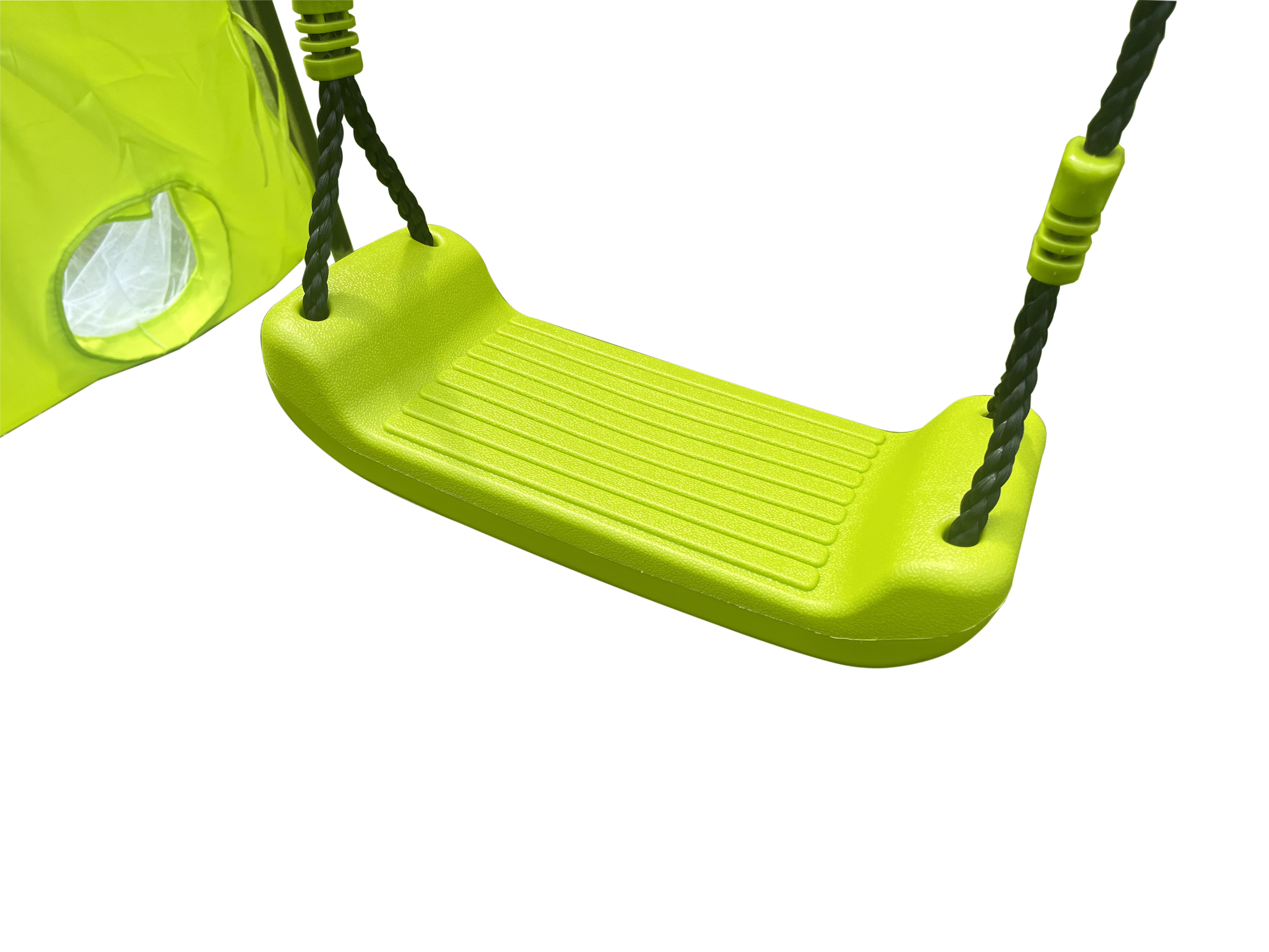 Alt View 9. Siljoy - 6‑in‑1 Blue & Green Swing Set with Net Swing, Slide, Hoop, 440lb Capacity, for Age 3+ Outdoor Play - Green.