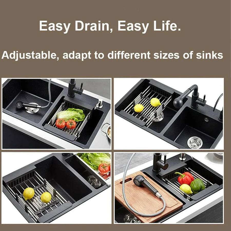 Easy Drain, Easy Life.  
Adjustable, adapt to different sizes of sinks