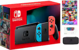 Switch Neon Bundle With Accessories and Mario Kart 8 Deluxe Game - Nintendo Switch