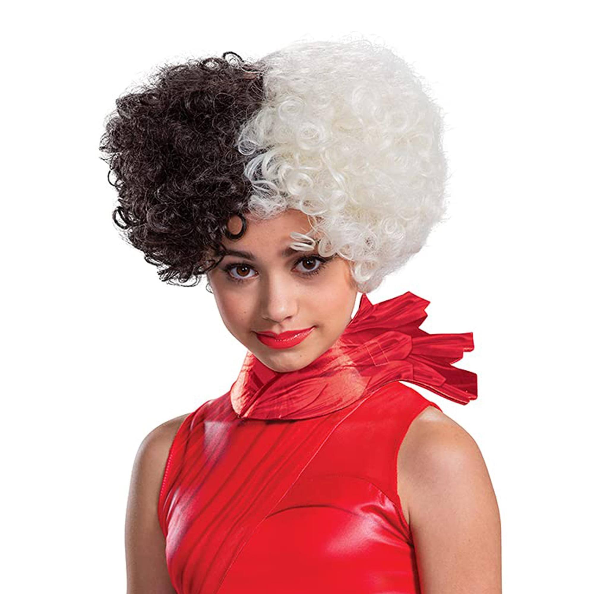 Front. Disguise - Disney Cruella Child Costume Wig | One Size - Black.