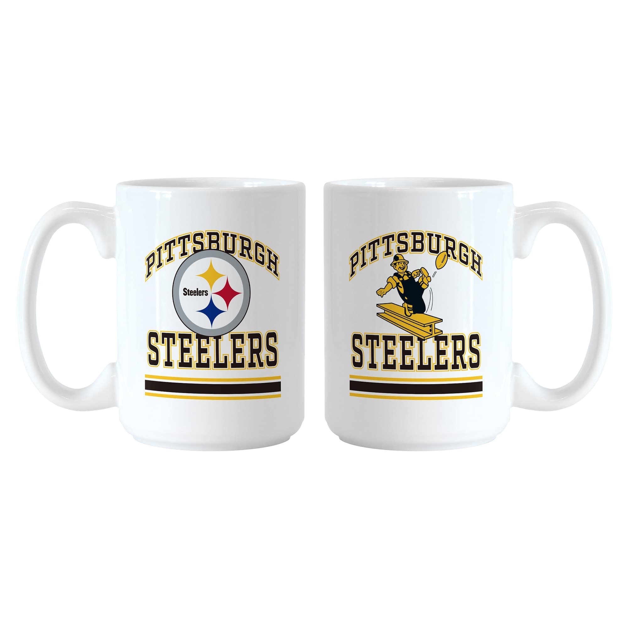 Logo Brands - Pittsburgh Steelers 15oz. Current & Throwback Mug Set - Multicolor