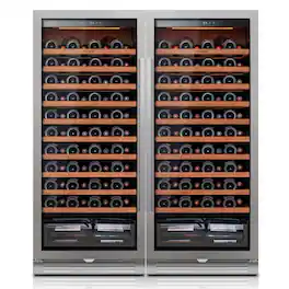 Ca'Lefort - 48 inch 180-Bottle Wine Cooler Refrigerator Freestanding/Built-In 3-Color LED Lighting ,for Home, Bar & Office - Stainless Steel