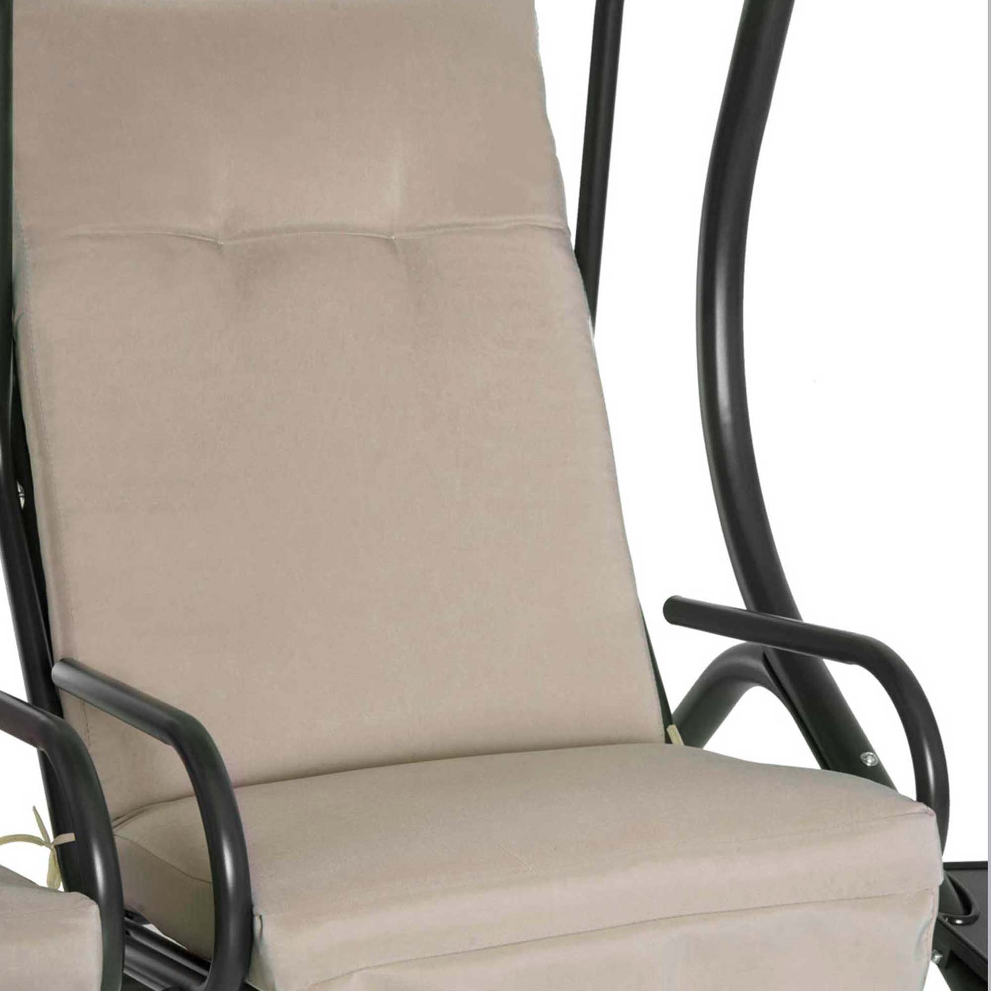 Alt View 8. Outsunny - Patio Swing Chair with 2 Separate Seats, Outdoor Swing Glider with Removable Canopy and Cup Holders, for Porch, Garden - Beige.