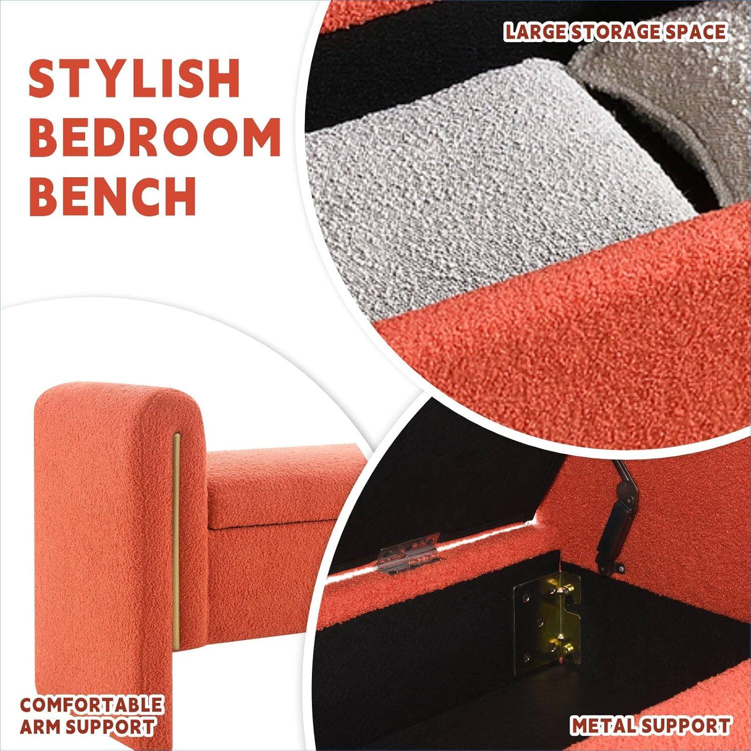 STYLISH BEDROOM BENCH

- LARGE STORAGE SPACE
- COMFORTABLE ARM SUPPORT
- METAL SUPPORT