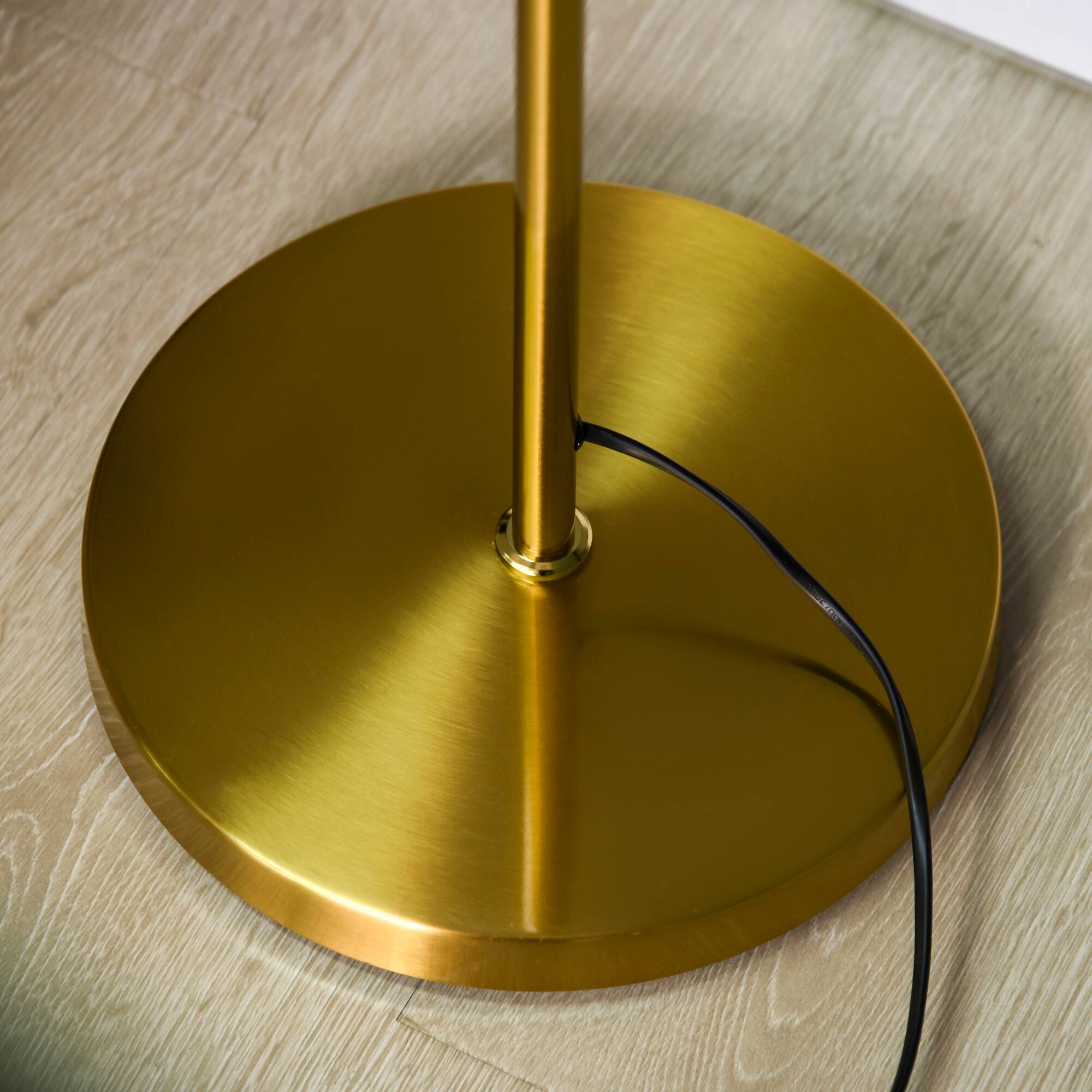 Alt View 7. Homcom - Modern 3-Light Floor Lamp for Living Room, Tree Standing Lamp with Globe Lampshades - Gold tone, white.
