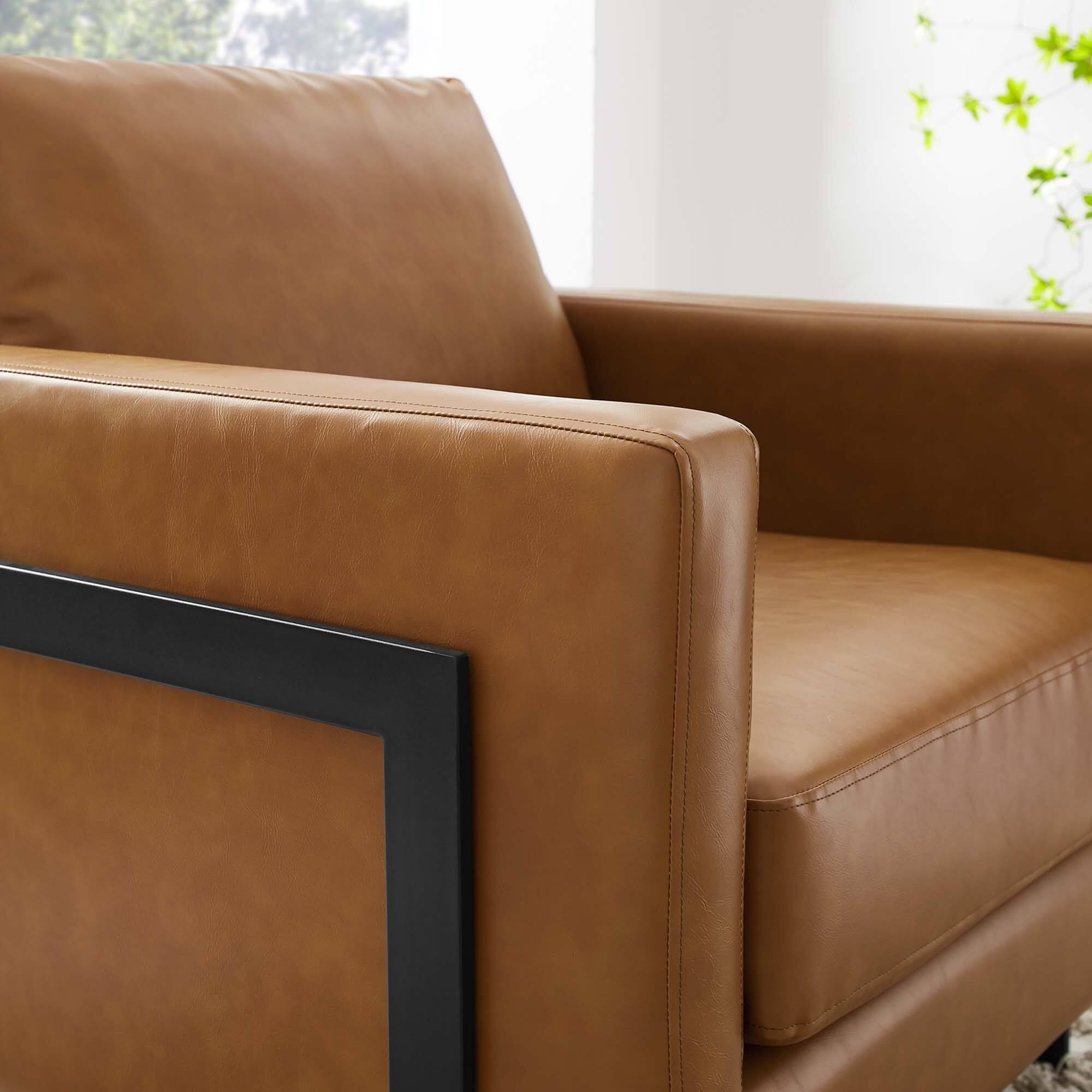 Back. Modway - Posse Vegan Leather Accent Chair by Modway - Black Tan.