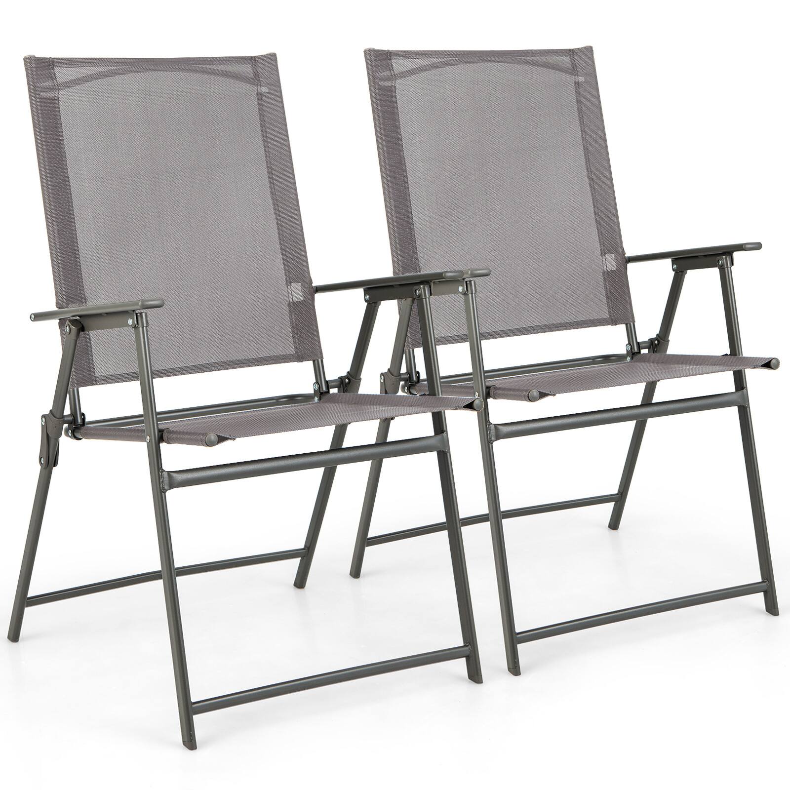 Alt View 9. Gymax - Gymax 4PCS Patio Portable Metal Folding Chairs Dining Chair Set Poolside Garden - Grey.