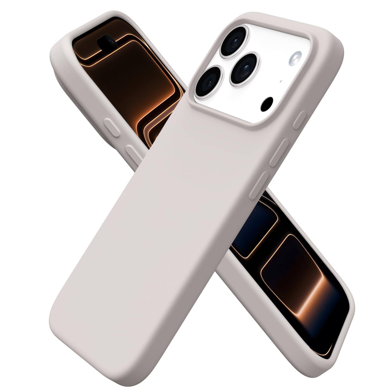 Front. Ornarto - ORNARTO Designed for iPhone 17 Pro Case 6.3", Liquid Silicone Soft Gel Shockproof Protective Case-Stone Gray - Stone Gray.