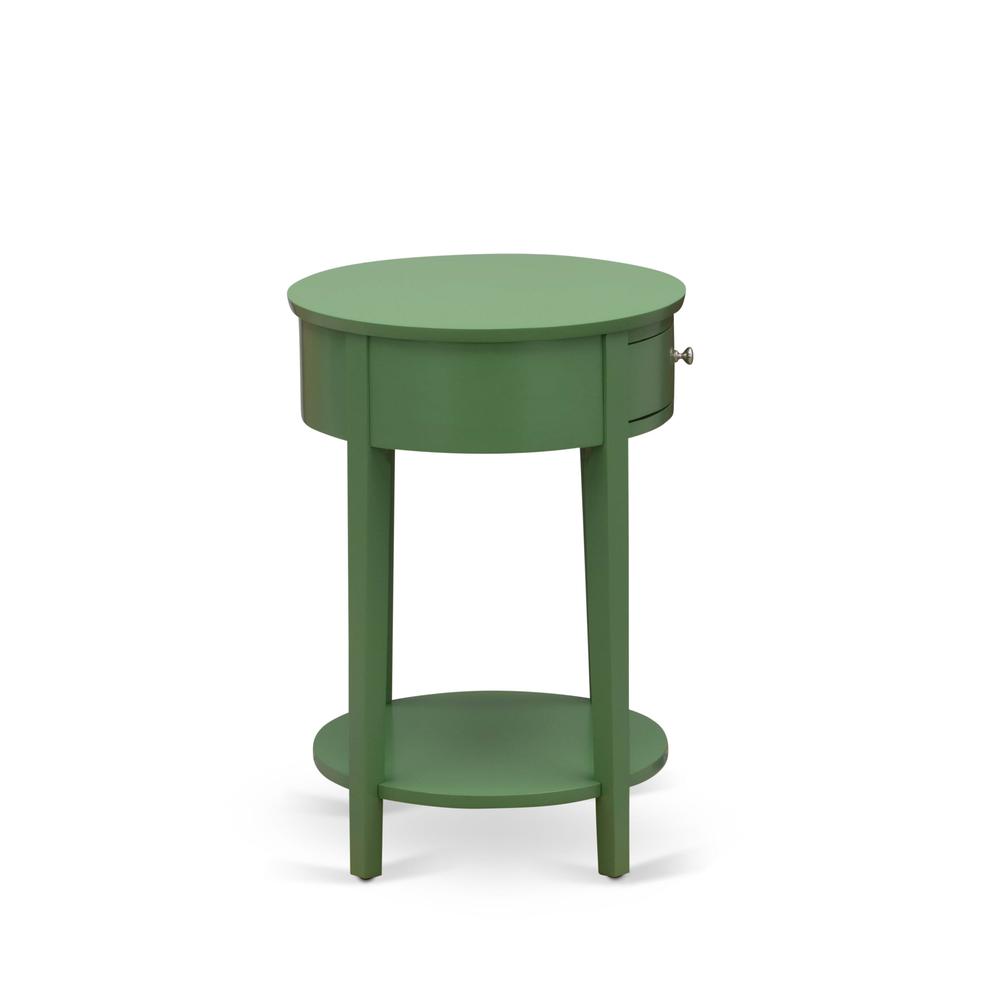 Alt View 1. East West Furniture - HI-12-ET Mid Century Modern Nightstand with 1 Wood Drawer, Stable and Sturdy Constructed - Clover Green Finish - Clover Green.
