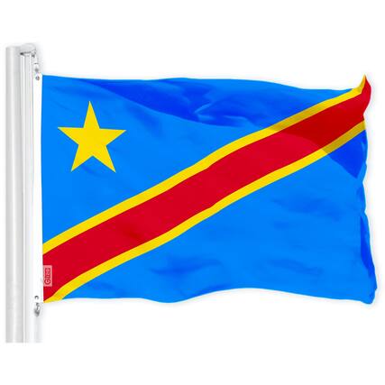 Front. G128 - Democratic Republic of the Congo Flag โ 3 x 5 ft 150D Polyester with Brass Grommets. - Assorted Colors.