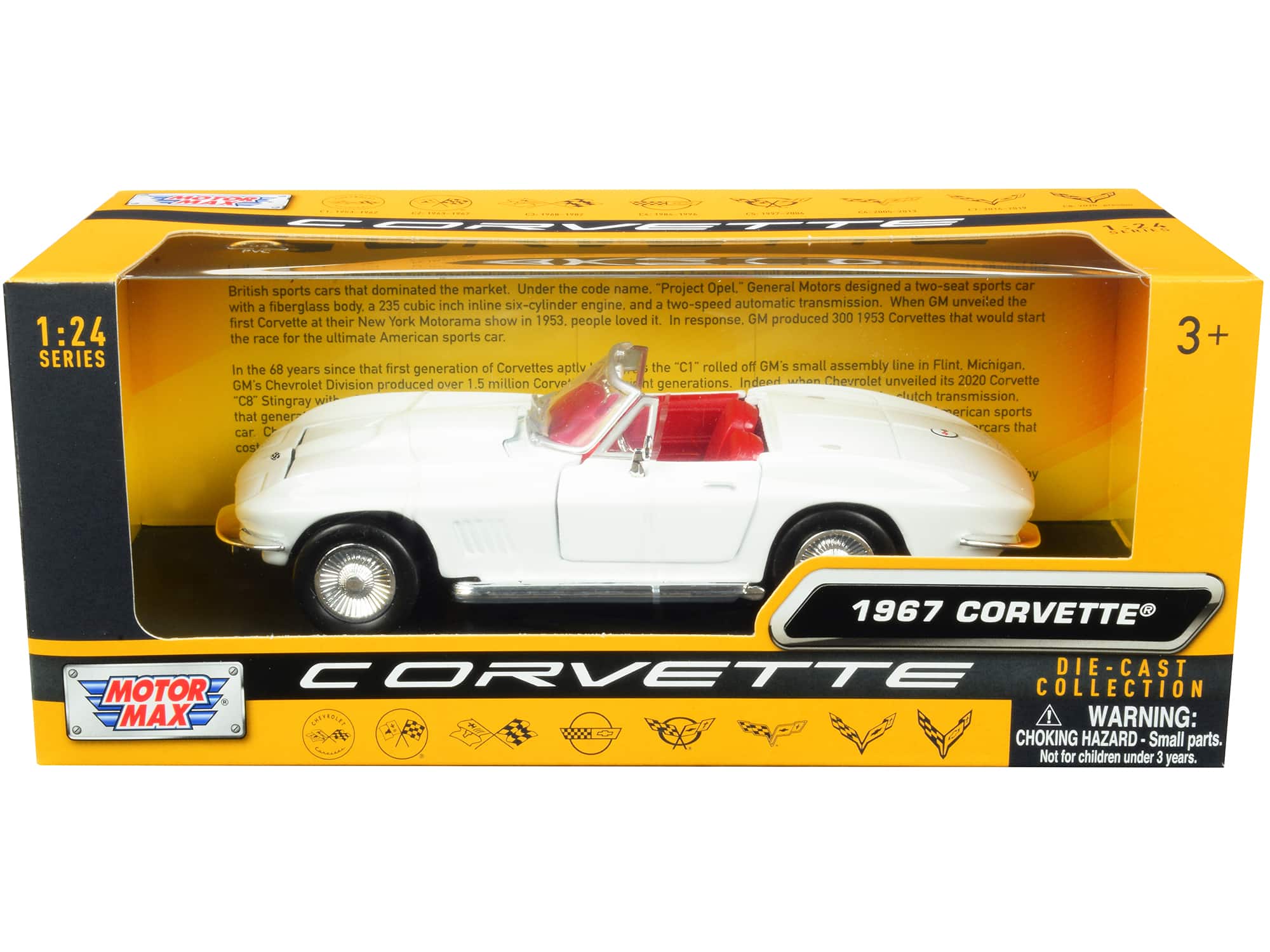"1967 Chevrolet Corvette C2 Convertible White with Red Interior ""History of Corvette"" Series 1/24 Model Car by Motormax" price history on PriceWatchPro