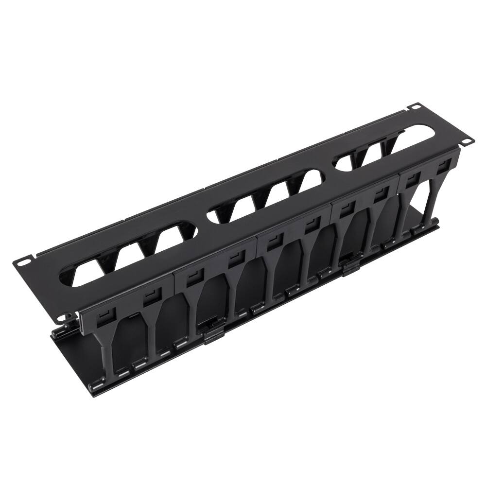 Alt View 1. RackSolutions - RackSolutions 2U Horizontal High Density Cable Duct with Cover - Black.
