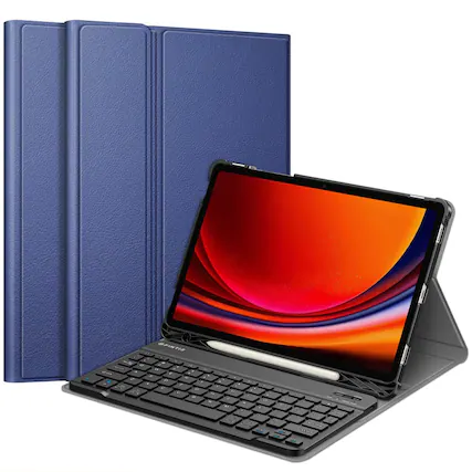 Front. Kitcheniva - Bluetooth Keyboard Case for Samsung Galaxy Tab S9 11" Navy Blue - Blue.