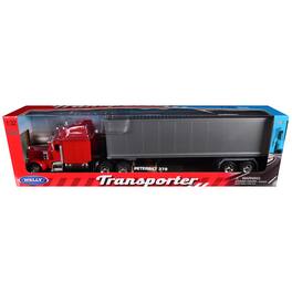 Peterbilt 379 Truck Red with Silver Container "Transporter" Series 1/32 Diecast Model by Welly