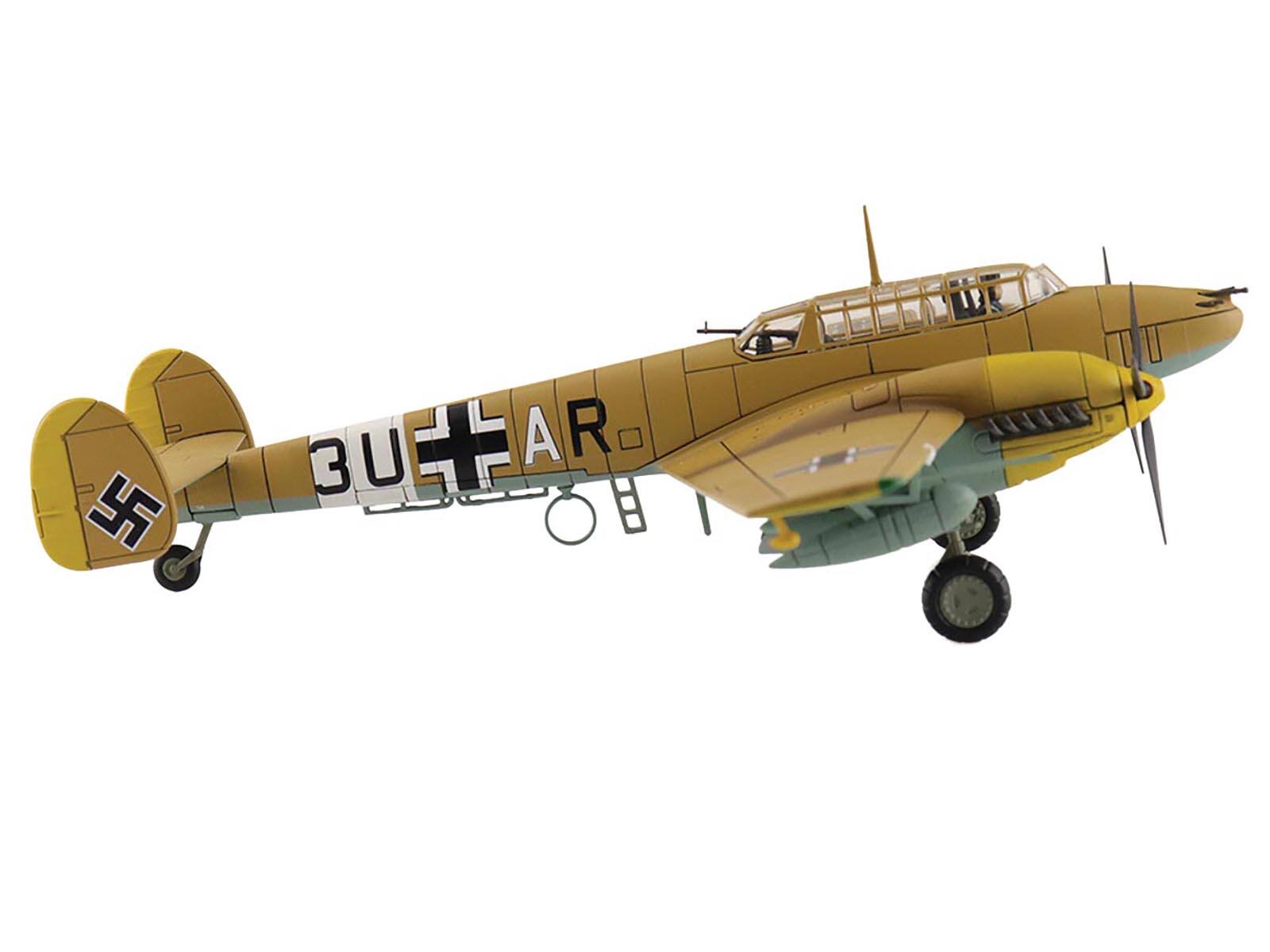 Alt View 1. Hobby Master - Messerschmitt BF 110E-2 Trop Fighter Aircraft "3U+AR, 7./ZG26, Italy" (1941) German Luftwaffe 1/72 Model by Hobby Master.