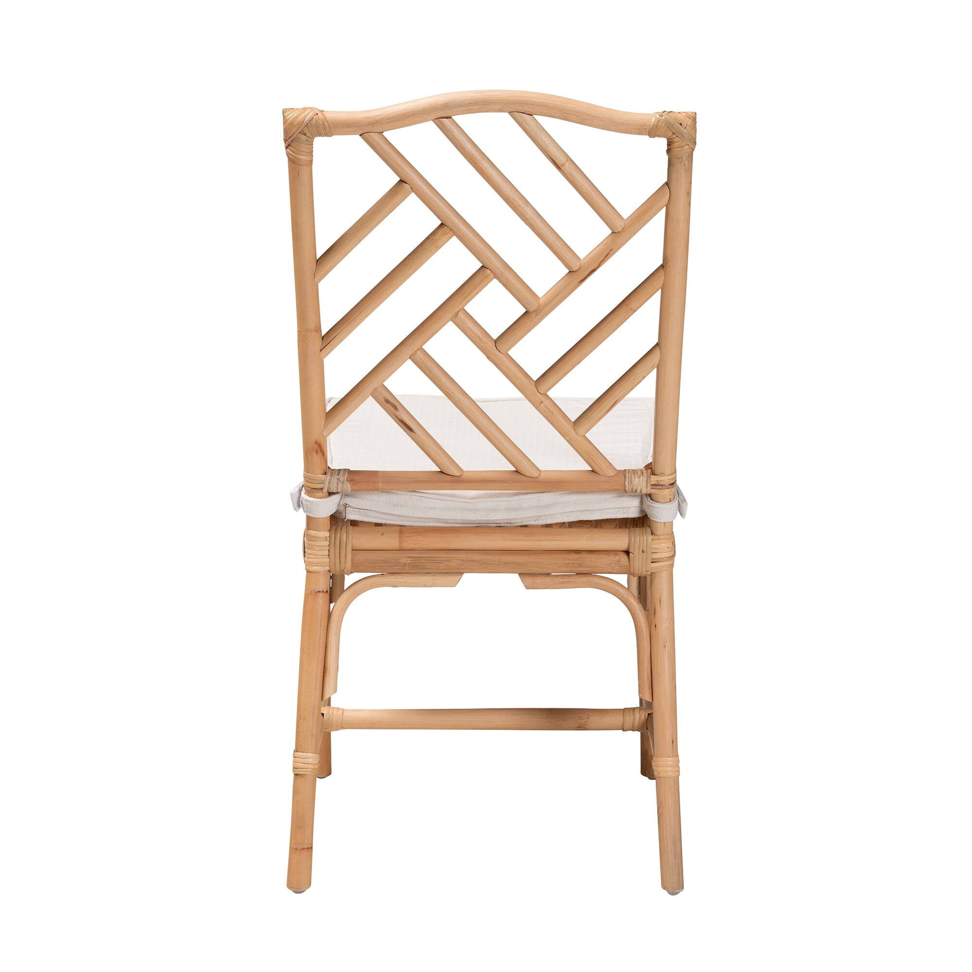 Back. bali & pari - Rio Modern Bohemian Rattan Dining Chair - White/Natural Brown.