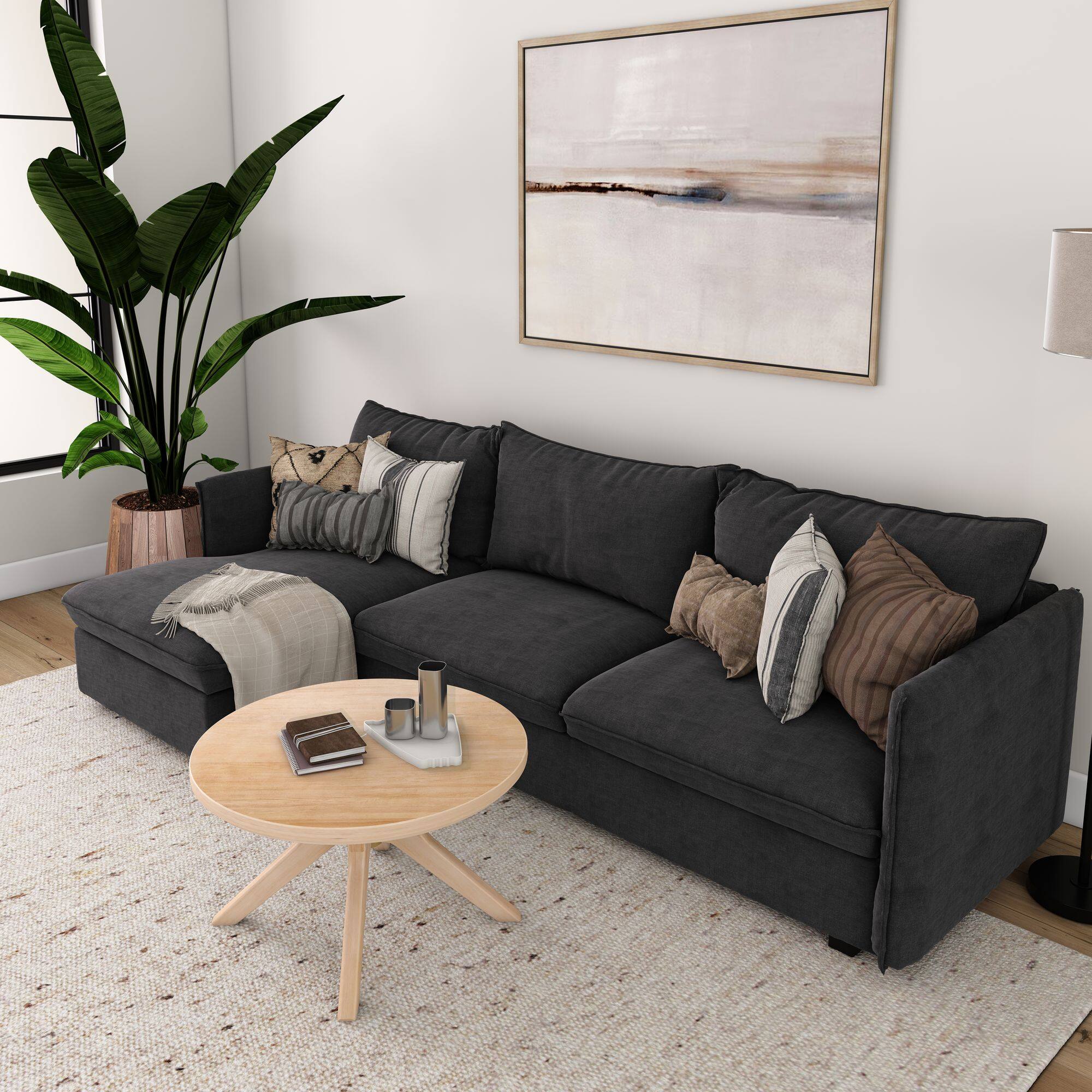 Alt View 4. Plank+Beam - Verso Round Coffee Table (30in x 30in / 760mm x 760mm), Blonde - Blonde.