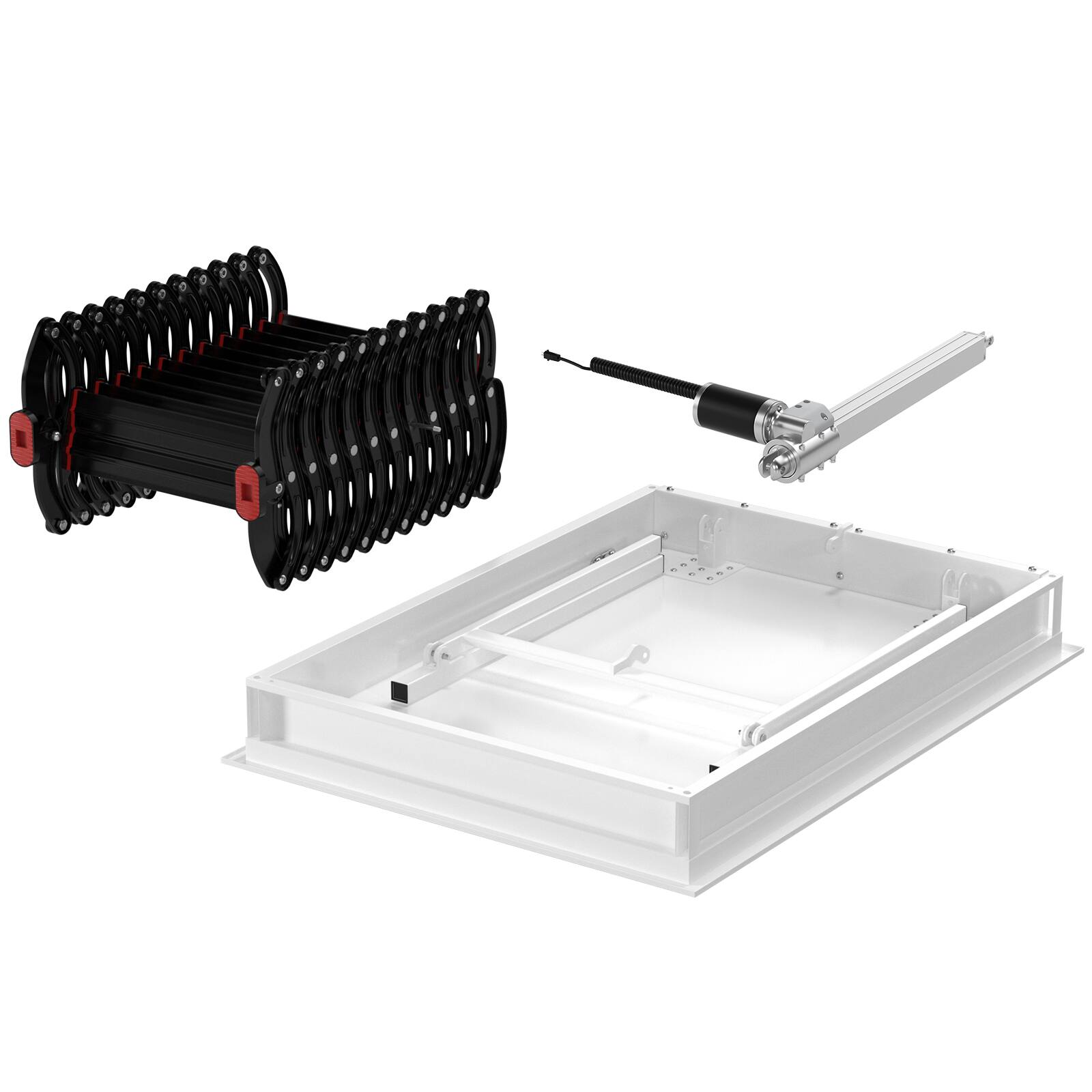 Alt View 6. Topteng - 11-Step Electric Attic Ladder - Automatic Folding, 660lb Capacity, Aluminum Alloy, for Loft & Roof Access - Black.