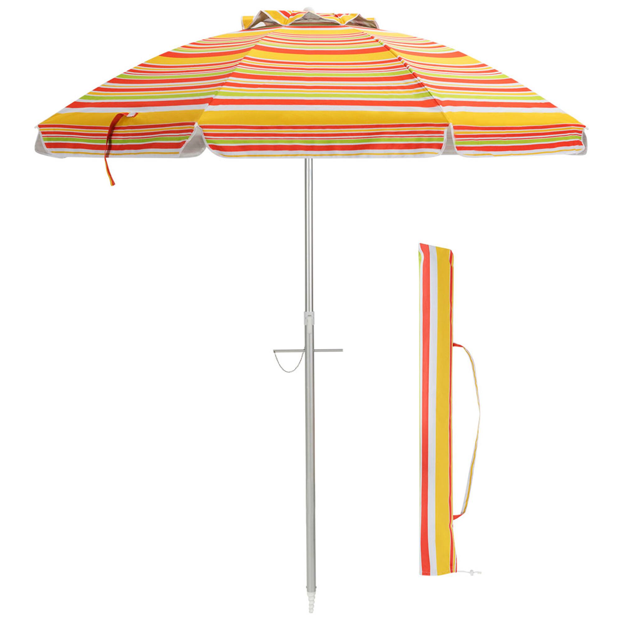 Alt View 1. Gymax - Gymax 6.5Ft Beach Umbrella w/ Tilt Mechanism Sand Anchor Carrying Bag Yellow + Orange - Yellow + Orange.
