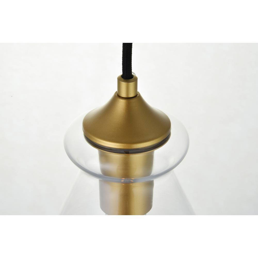 Left. Living District - Destry 1 Light Brass Pendant With Clear Glass - Brass And Clear.