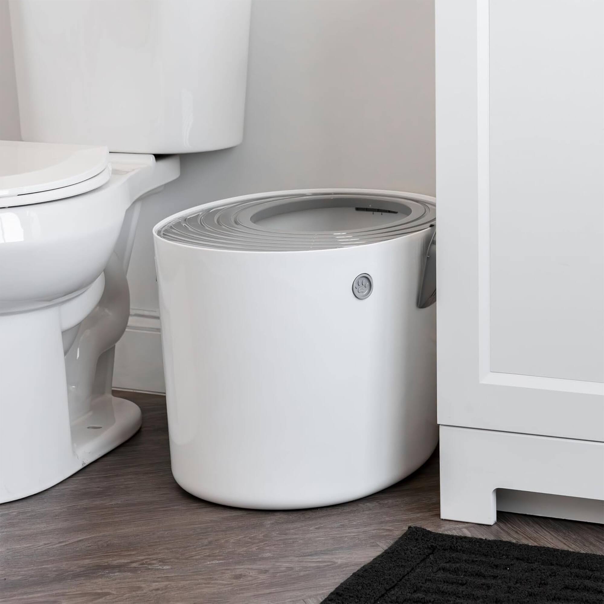 Alt View 7. Litter Genie - Litter Genie Cat Litter Box, Round Top Entry w/ Catching Lid & Scoop, White/Gray - White/Grey.