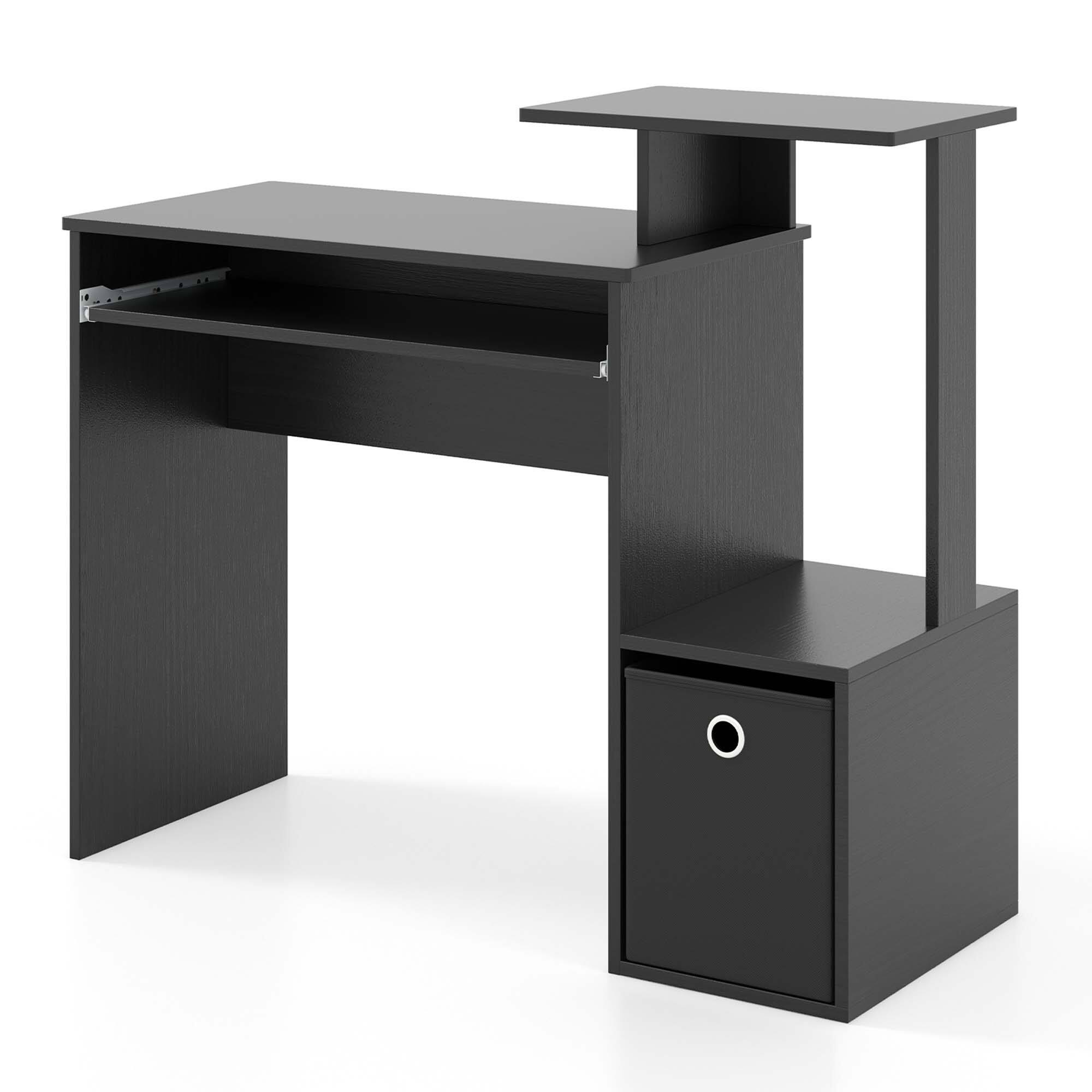 Angle. Costway - Costway Home Office Computer Desk Space-saving Study Writing Desk with Keyboard Tray Black - Black.