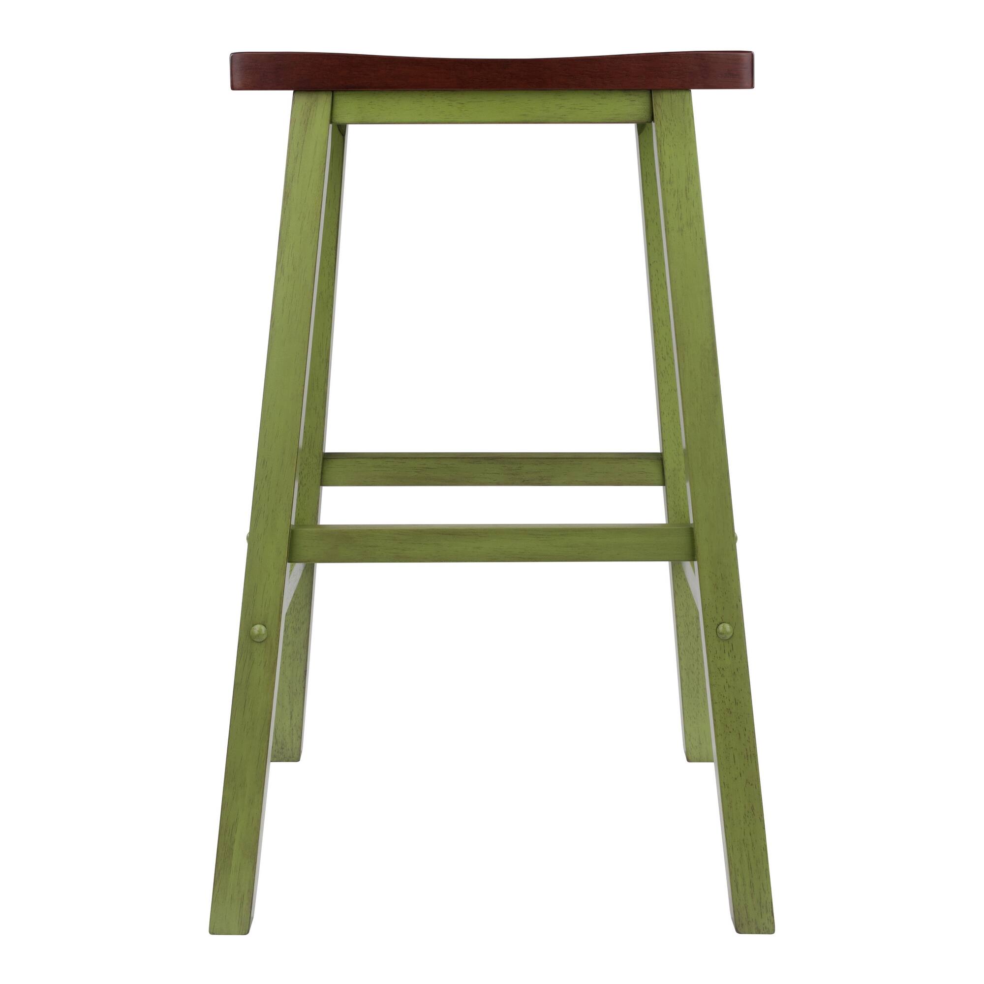 Alt View 1. Winsome Wood - Satori Saddle Seat Bar Stool - Walnut/Rustic Green.