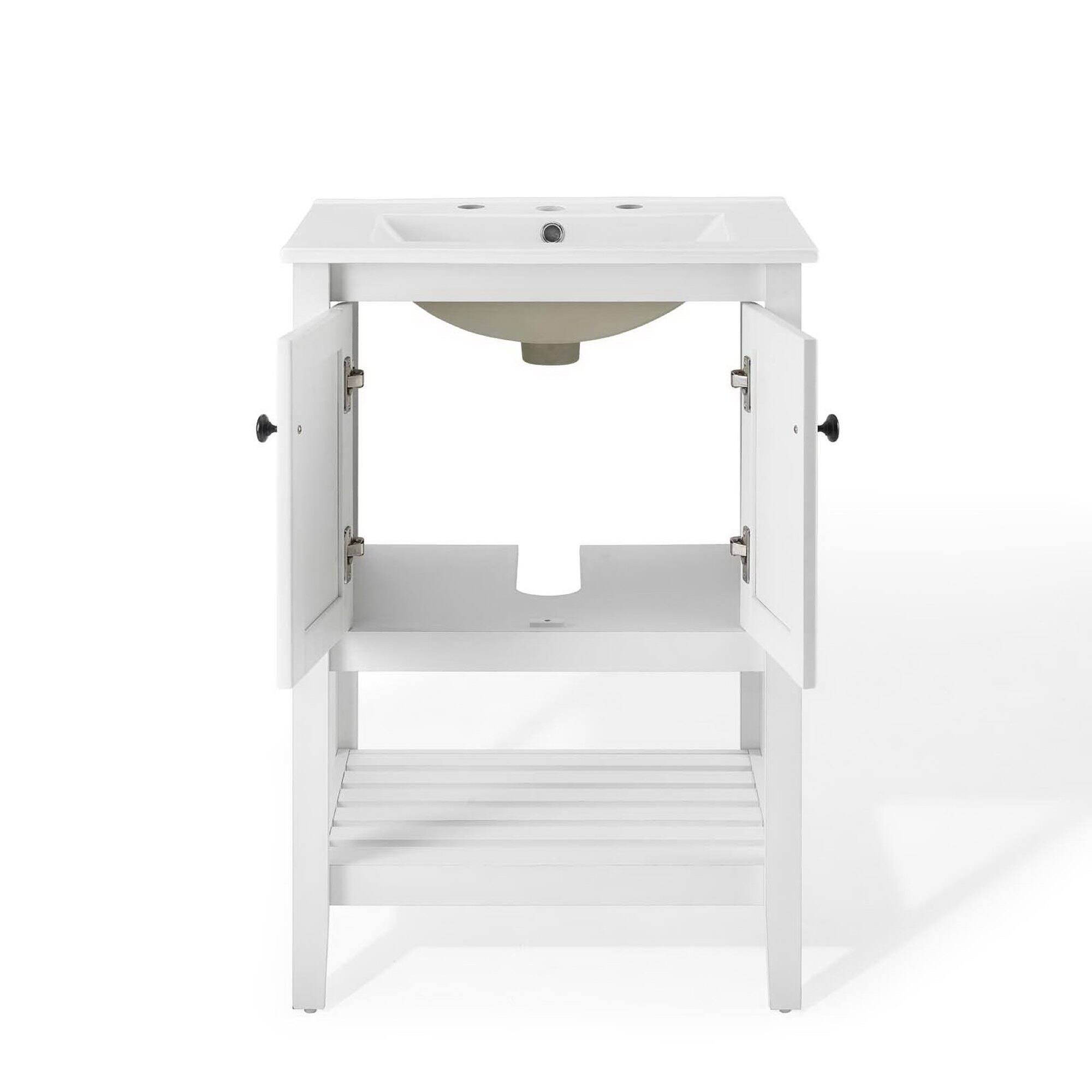 Alt View 4. Modway - Prestige Bathroom Vanity Basin Included - White White.