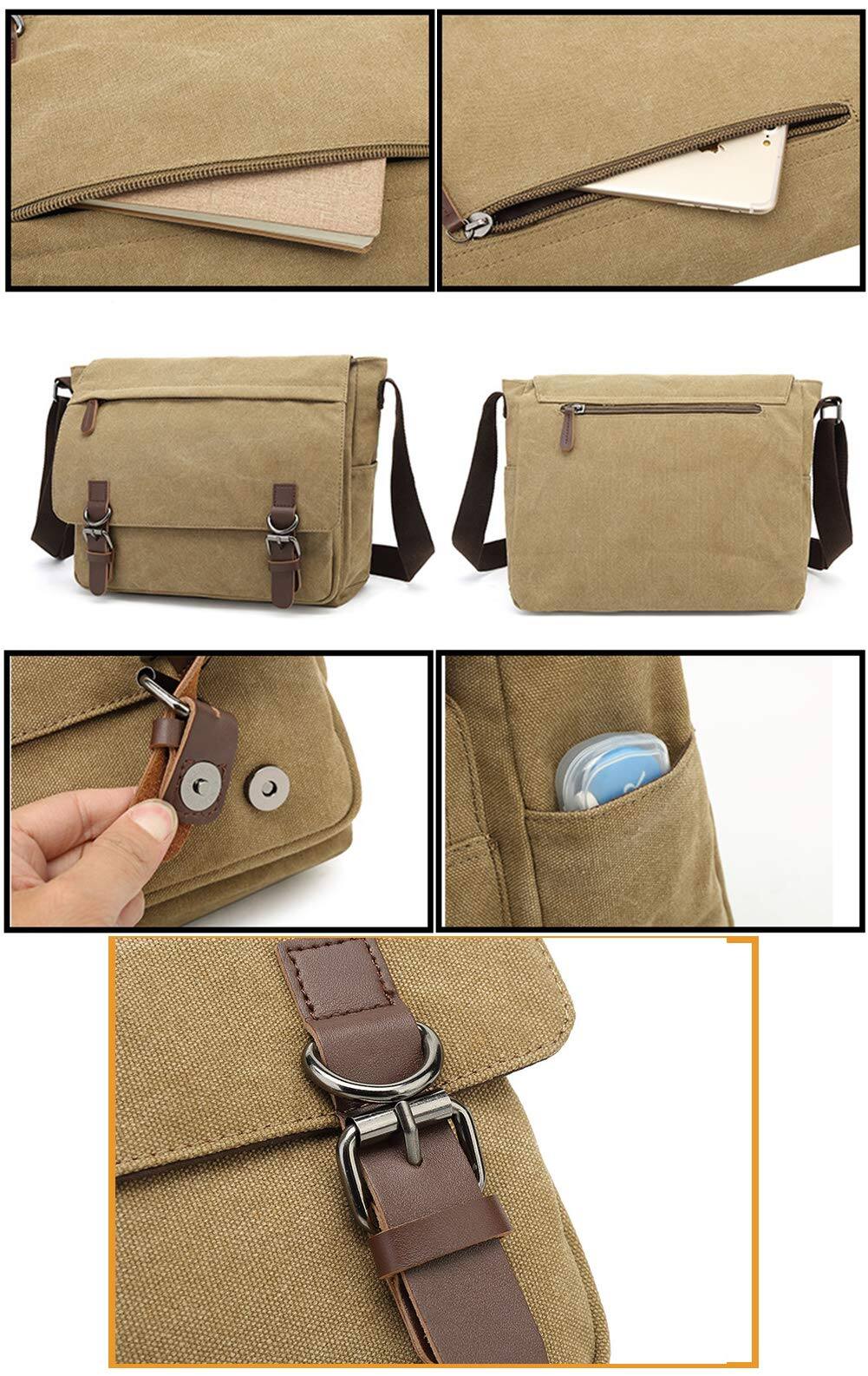 Alt View 5. Skar Audio - Canvas Vintage Messenger Bag Shoulder Leather Large Travel Crossbody Bags For Men Women Laptop Material: Made - Grey Large.