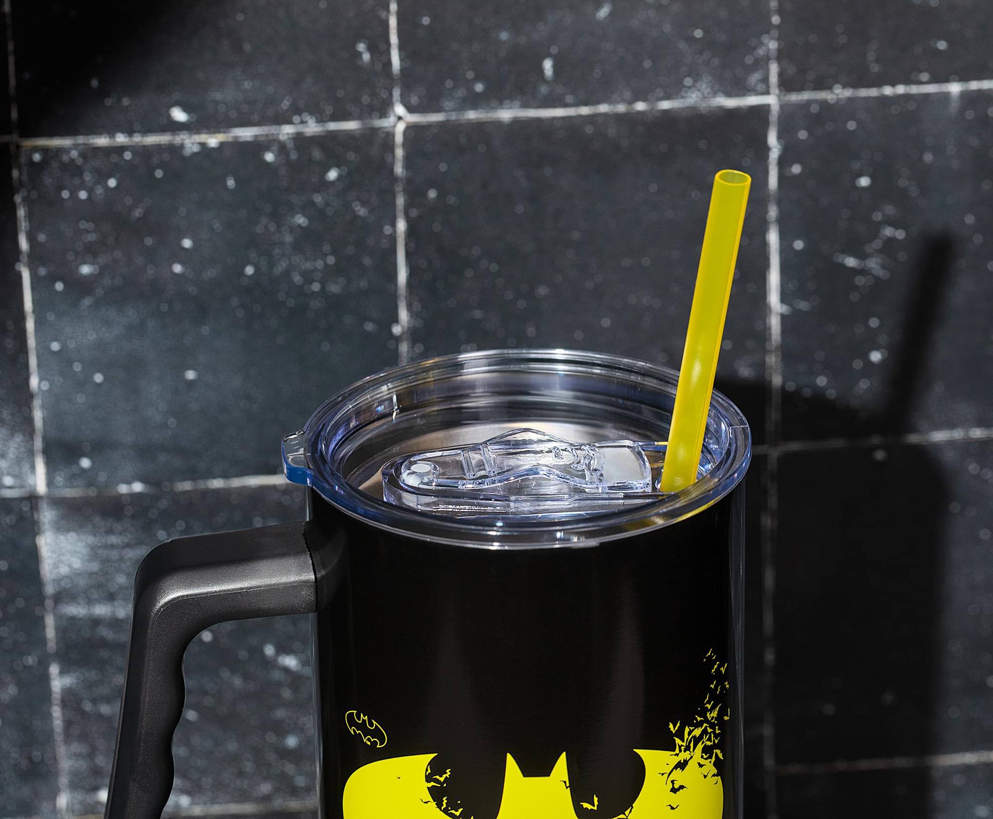 Alt View 3. Silver Buffalo - DC Comics Batman Logo 40-Ounce Stainless Steel Tumbler With Handle - Multi-Colored.