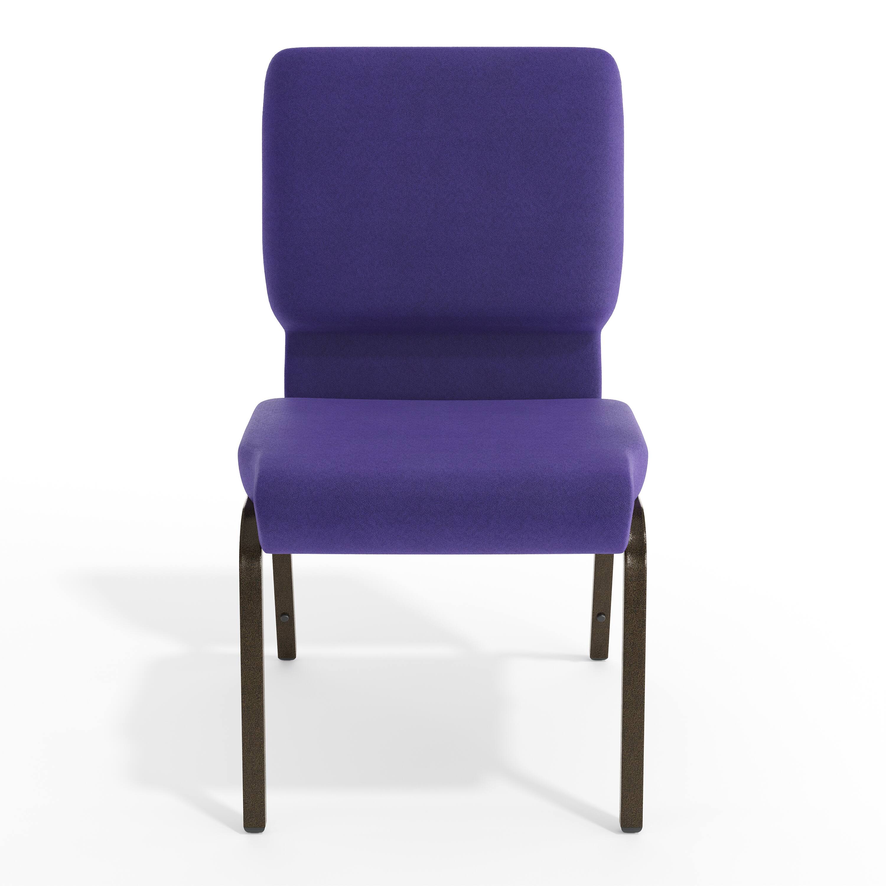 Alt View 9. Emma + Oliver - 18.5"W Stacking Church/Reception Guest Chair - Purple Fabric/Gold Vein Frame.