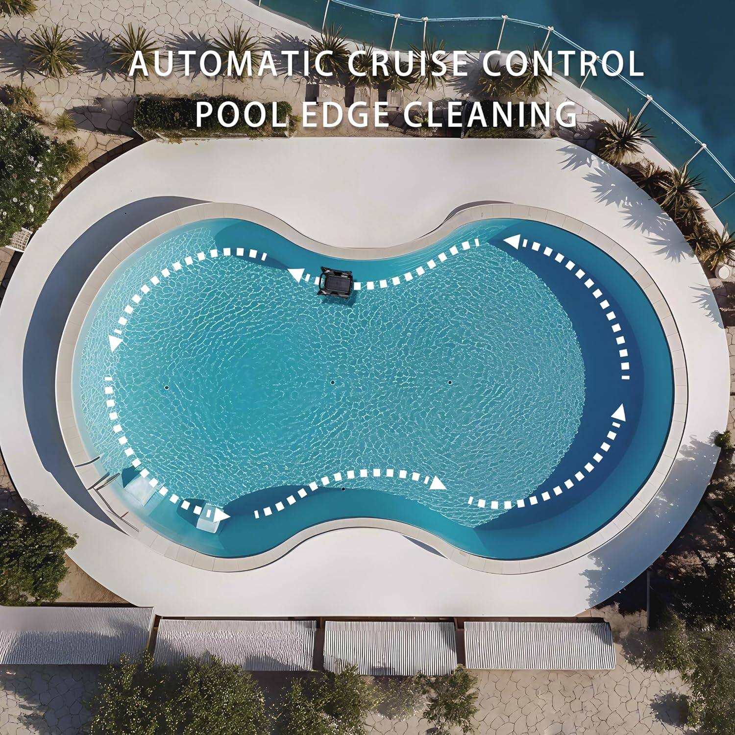 The corrected text is: "Automatic Cruise Control Pool Edge Cleaning."
