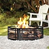 Front. Bestier - 36” Lattice Fire Ring, Round Outdoor Fire Pit Ring with Spark Guard, Steel Construction.