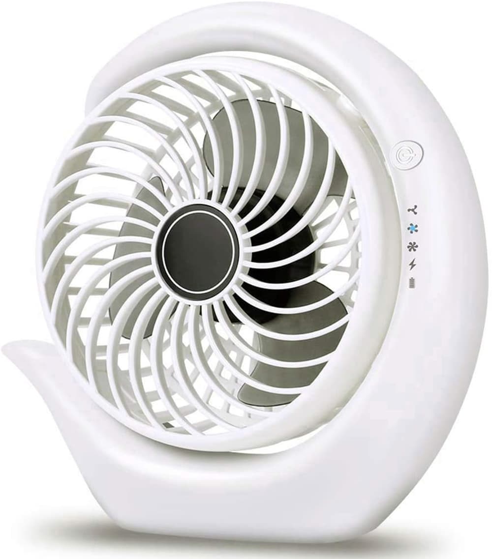 FINEAK - 6.2 Inch 3-Speed Portable Rechargeable Desk Fan, 8-24H Runtime Strong Wind (White)