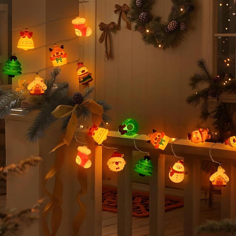 Angle. MOSZAR LLC - 9.8ft 20-LED Christmas Fairy Lights, Battery Window Decor, 8 Modes.