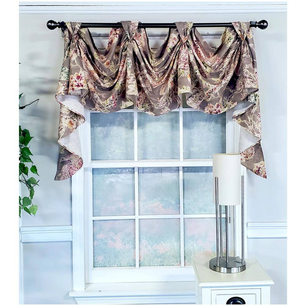 Angle. RLF Home - RLF Home Modern Design Monte Cristo Victory Swag 3-Scoop Window Valance 50" x 25" Gray - Gray.