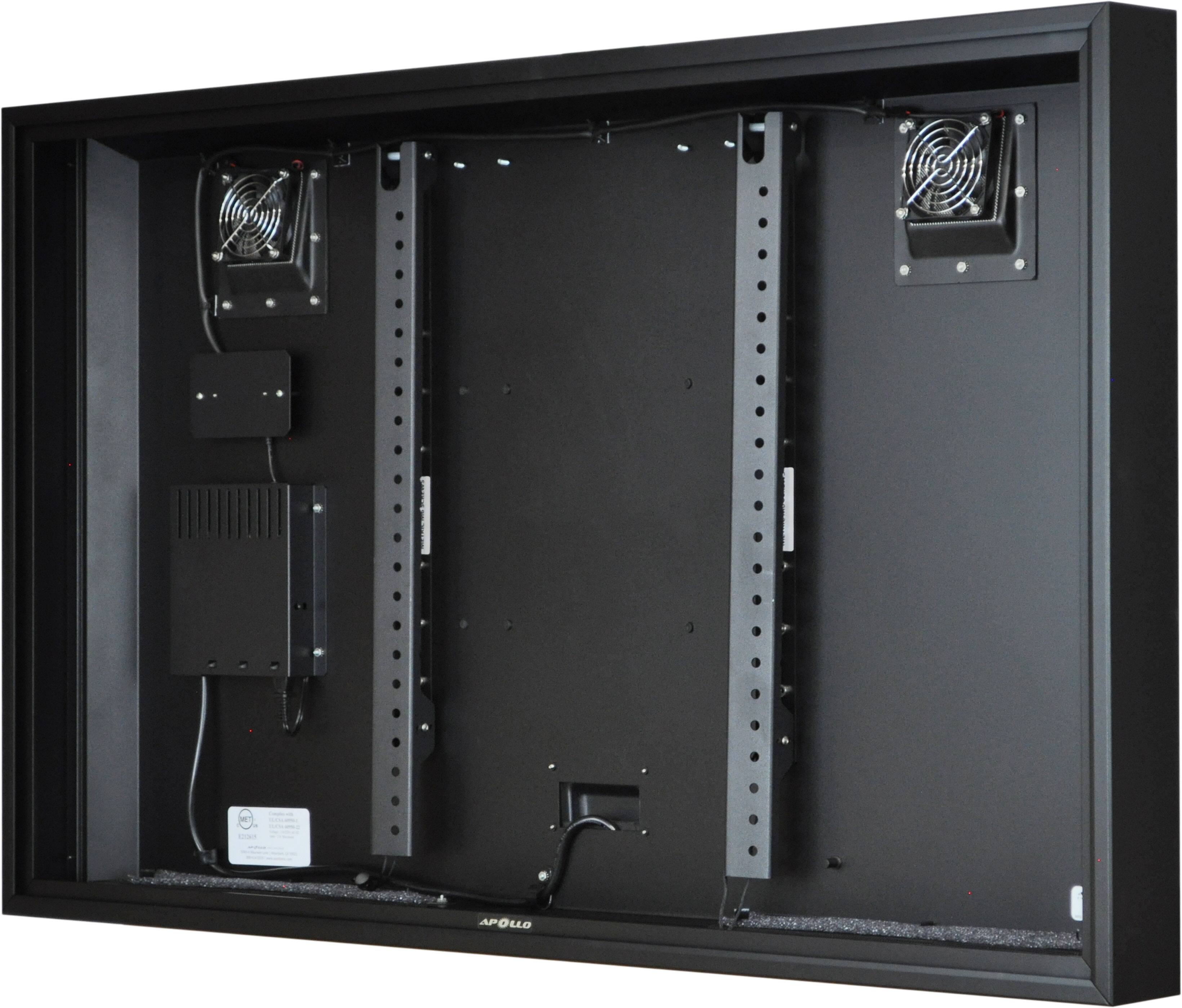 Left. Apollo Enclosures - Apollo 43" Deluxe Outdoor TV Enclosure for 39" to 43" TVs, Quality Aluminum Construction, UL/CSA certified for safety - Black.