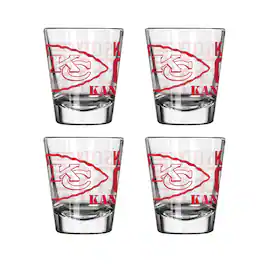 Logo Brands - Kansas City Chiefs 4-Pack 2oz. Shot Glass Set - Multicolor