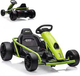 GARVEE - 24V Ride-On Go Kart for Teens, Dual 300W Motors, 9Ah Battery, 8MPH Fast Speed, Drifting Wheels, Music & Horn,Metal Frame - Green