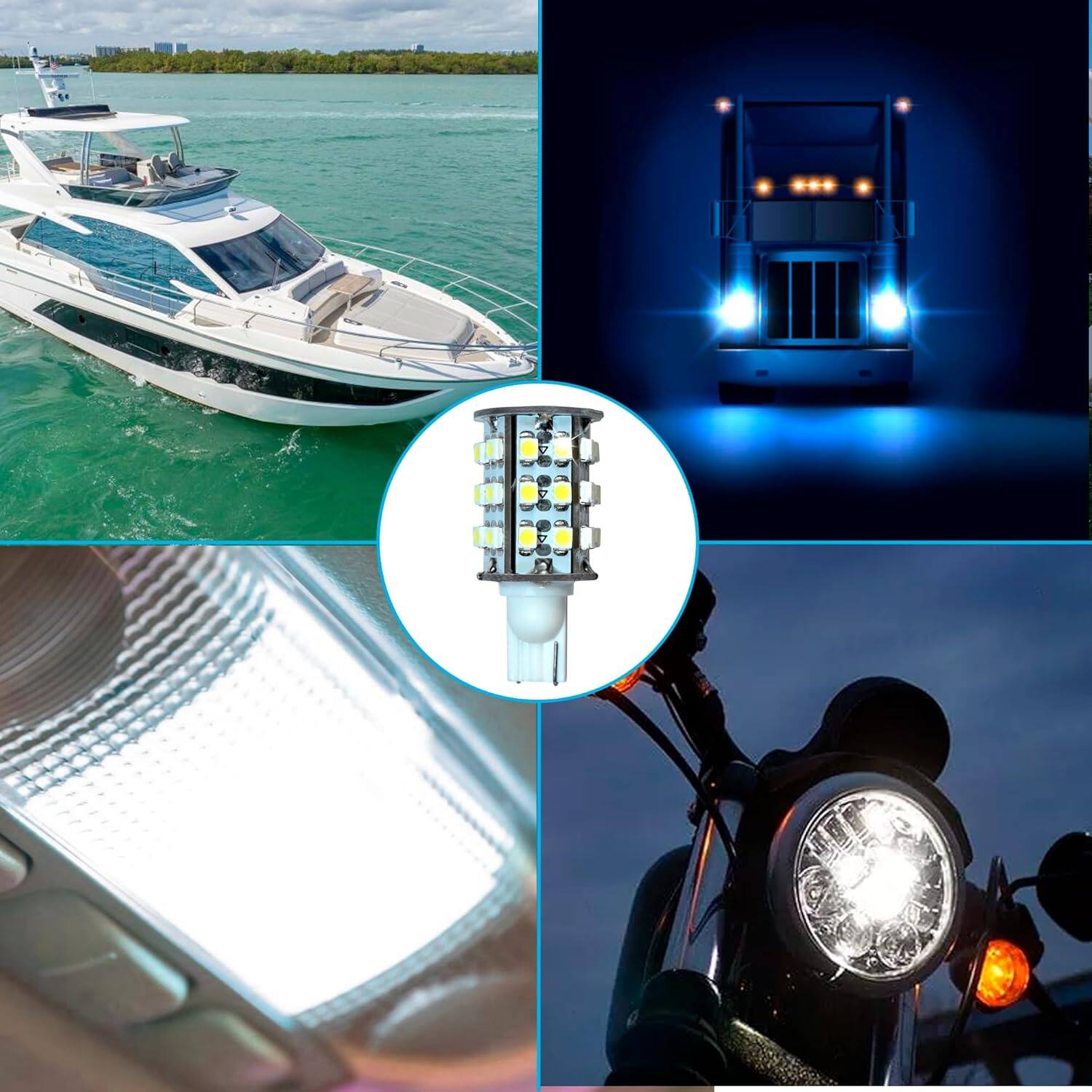 Alt View 2. HQRP - HQRP T10 Wedge Base 30 LEDs SMD 3528 LED Bulbs Warm White for #194#168 W5W RV Interior/Ceiling/Porch Lights Replacement.