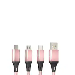 Home Collection - 3 in 1 USB Micro Type C Fast Charging Cable Cell Phone Tablet Tab Cord Charger in Pink - Pink