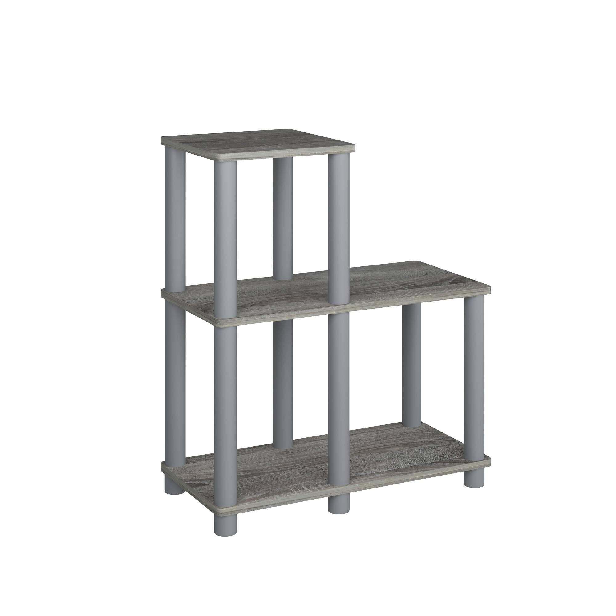 Alt View 5. HOMLUX - 3-Tier 19.88" L-Shaped Corner Shelf Open Shelves for Display for Living Room and Office Organization Gray & Gray - Black & Gray.