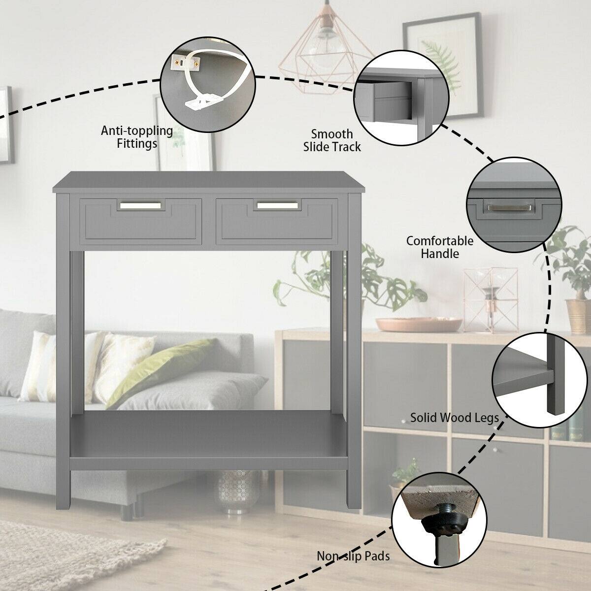 - Anti-toppling Fittings
- Smooth Slide Track
- Comfortable Handle
- Solid Wood Legs
- Non-slip Pads
