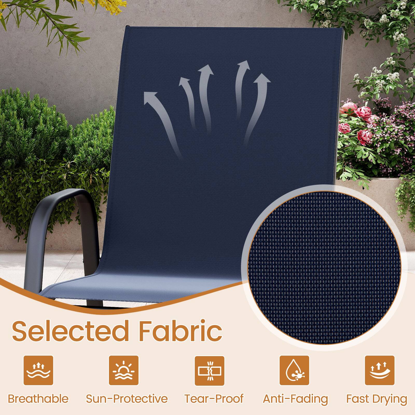 Selected Fabric

- Breathable
- Sun-Protective
- Tear-Proof
- Anti-Fading
- Fast Drying