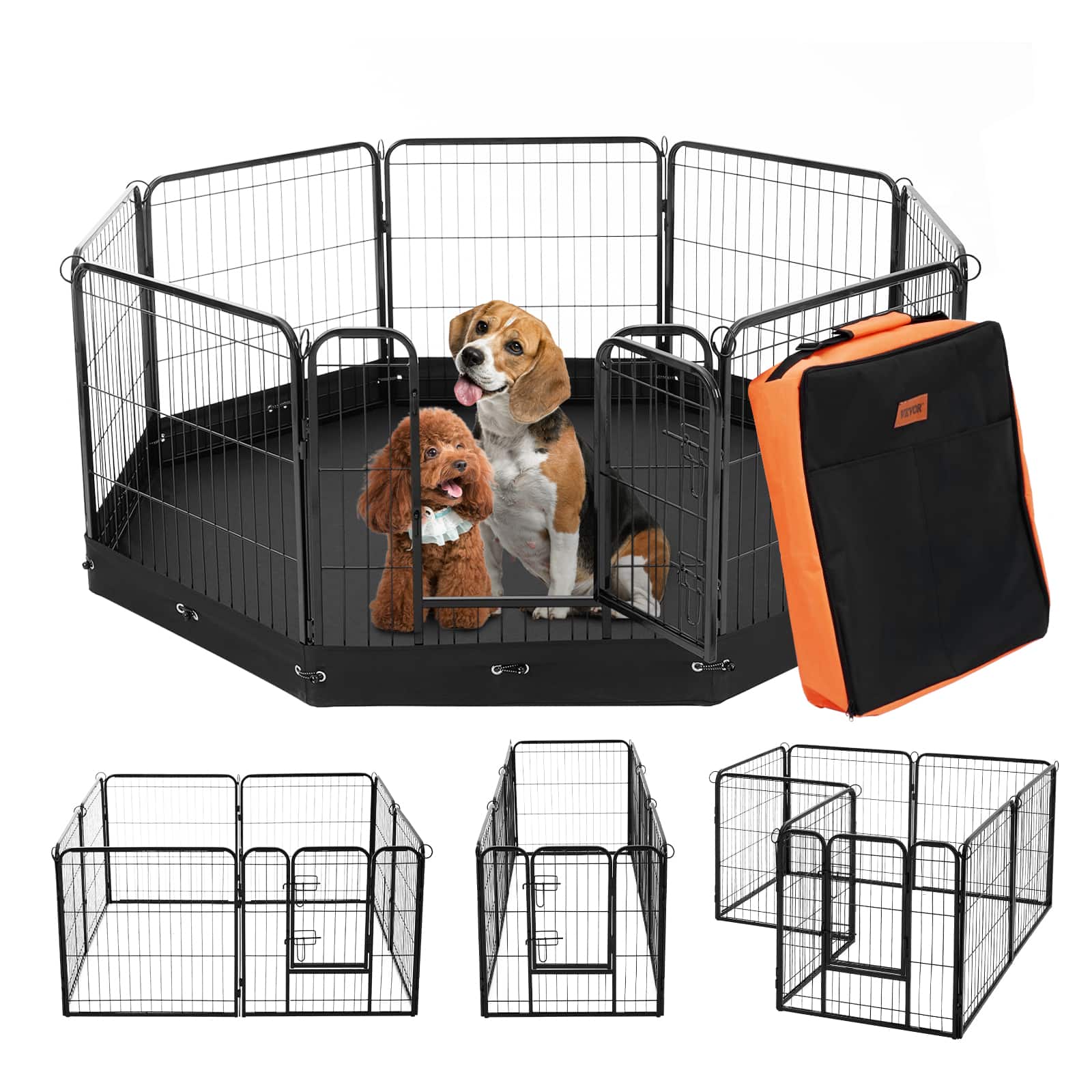 VEVOR - Dog Playpen, 8 Pcs 24 x 24 in Panels Foldable Metal Pet Exercise Pen, Dog Fence Indoor and Outdoor Pen with Door price history on PriceWatchPro