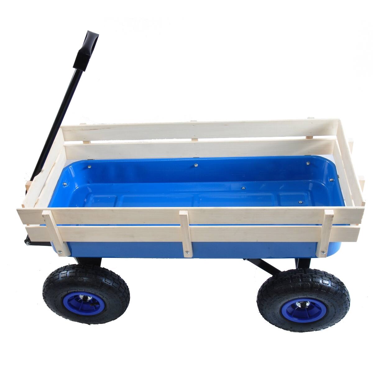Alt View 2. Loheer - Loheer All Terrain Steel Garden Cart with Pneumatic Tires and Removable Wooden Sides.
