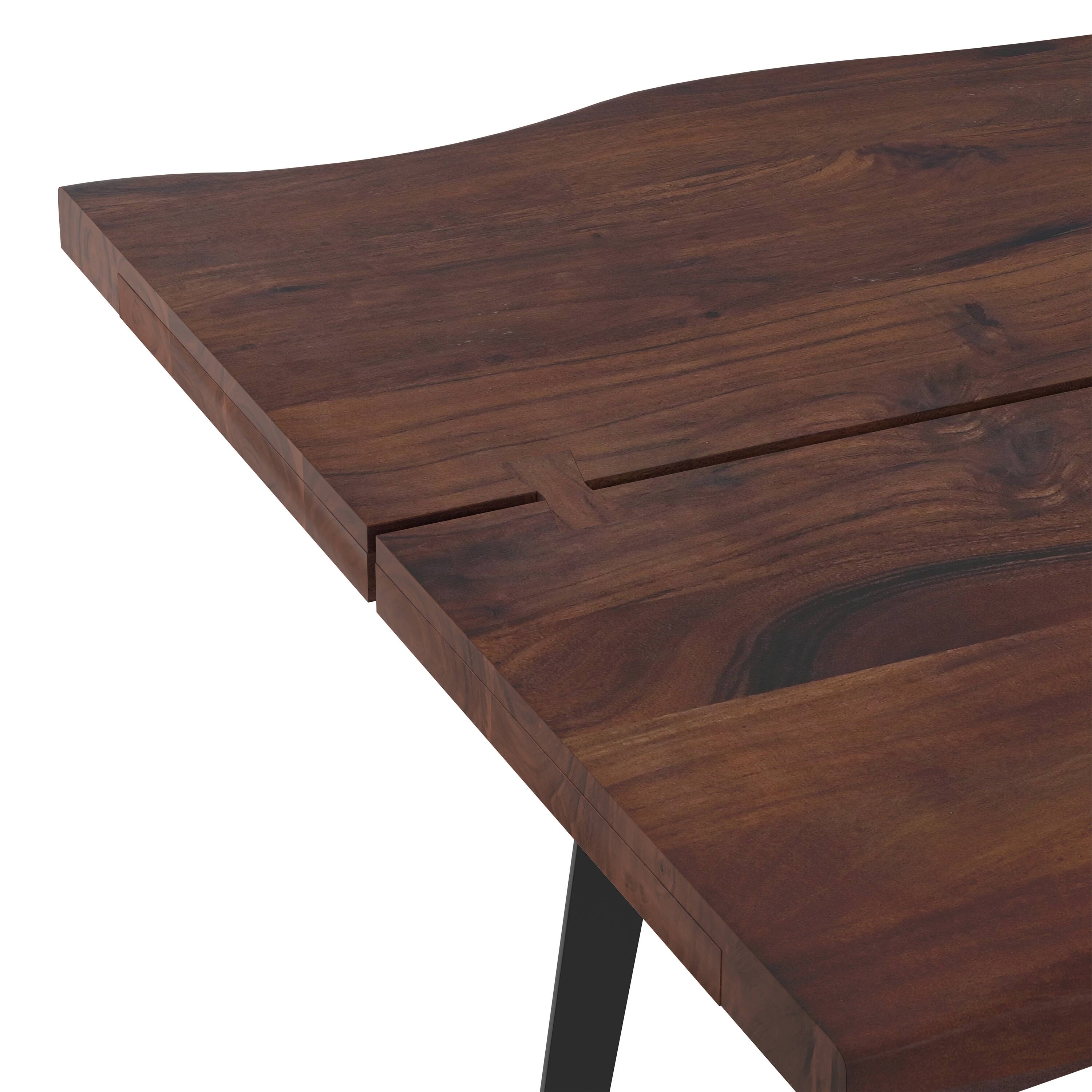 Alt View 4. Simpli Home - Delta 72 inch x 36 inch Rectangle Modern Industrial Dining Table in Dark Walnut - Dark Walnut.
