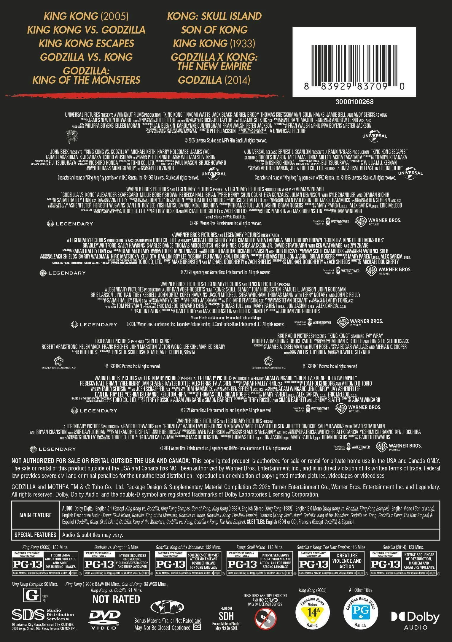 Back. Godzilla | Kong 10-Film Collection [DVD].