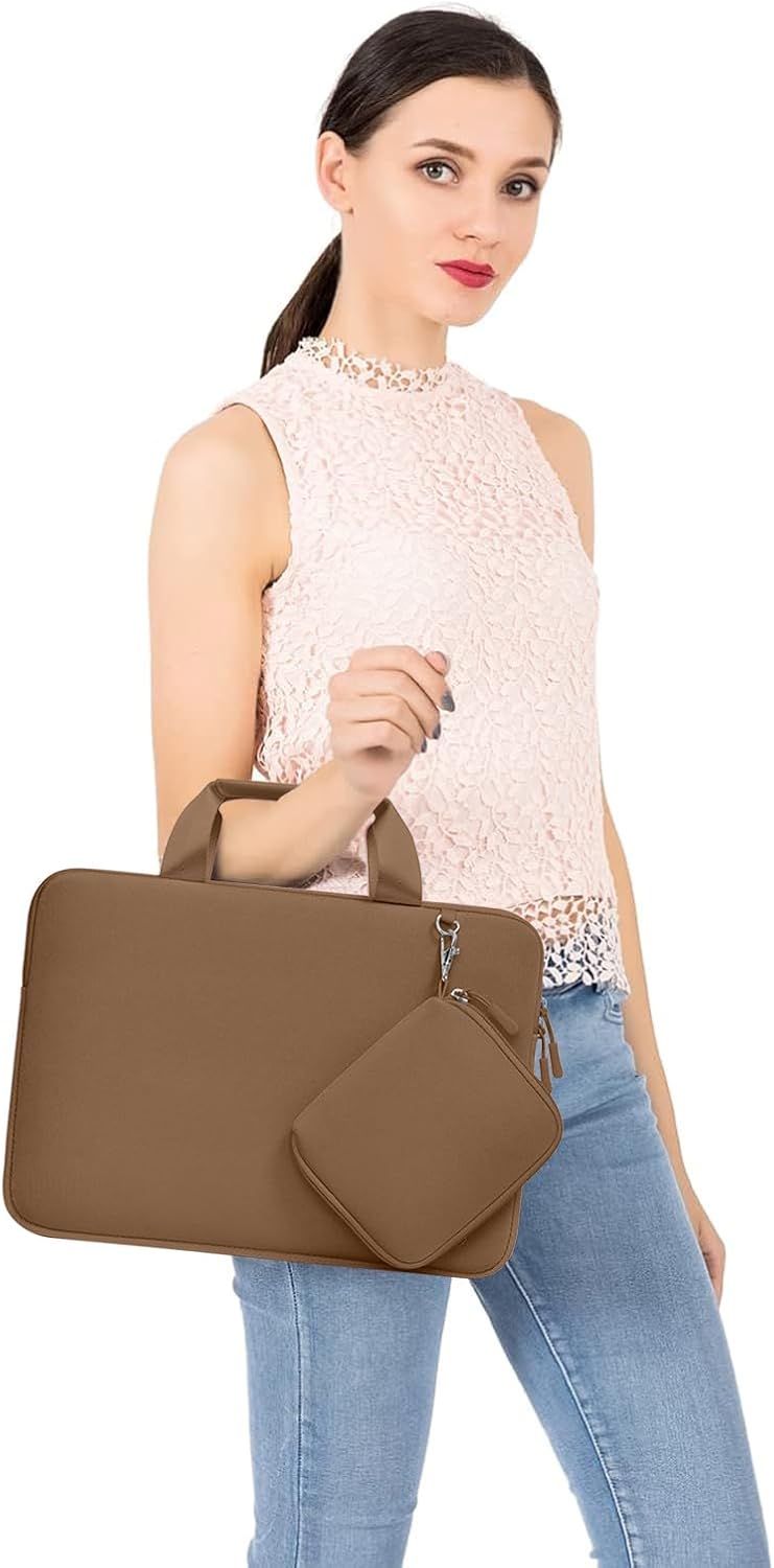 Alt View 4. mosiso - Laptop Sleeve 16 inch, Neoprene Laptop Carrying Case with Handle & Pouch for MacBook Pro 16, HP Acer Dell Lenovo ASUS - Mocha.
